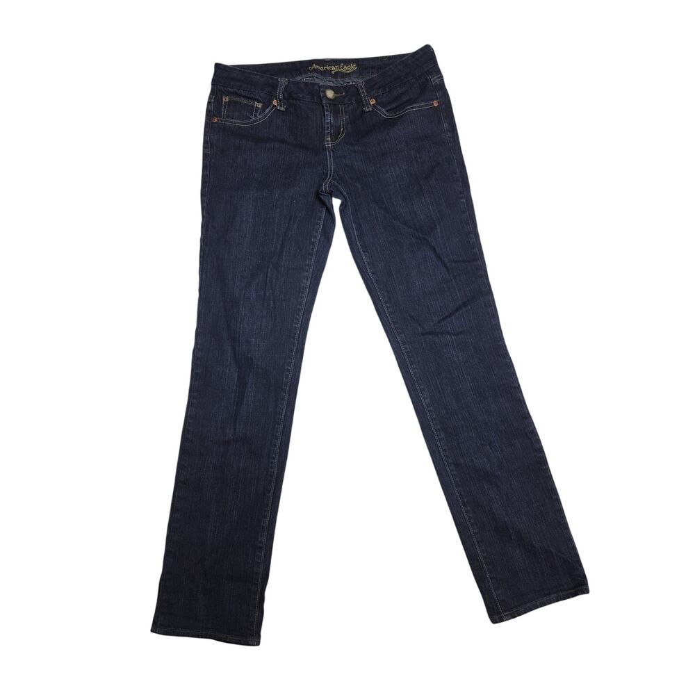 American Eagle Dark Wash Stretch Denim Jeans Women Size 8 Regular RN 54435